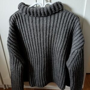Zara Charcoal Ribbed Turtleneck Sweater